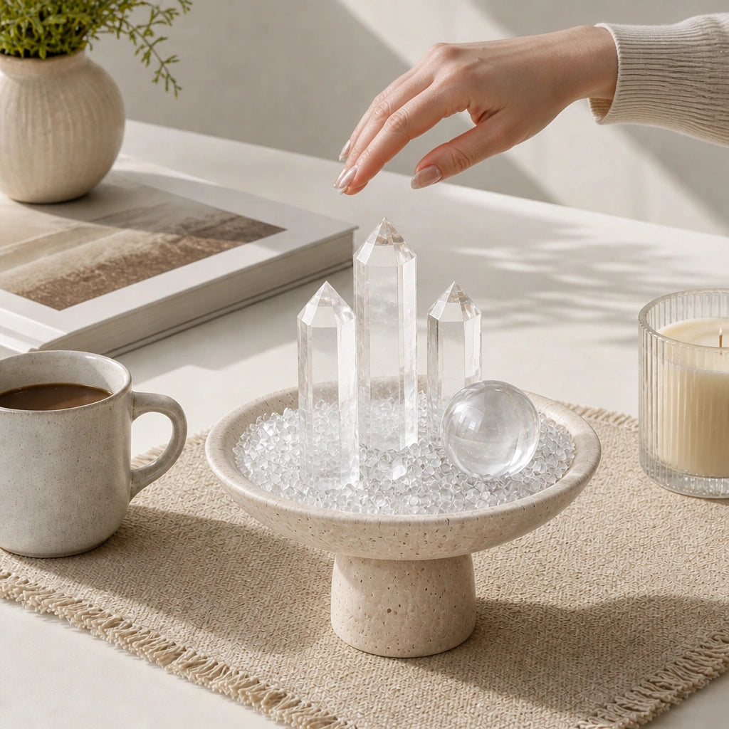 Clear Luminara Vessel natural crystal altar vessel for intentional spaces