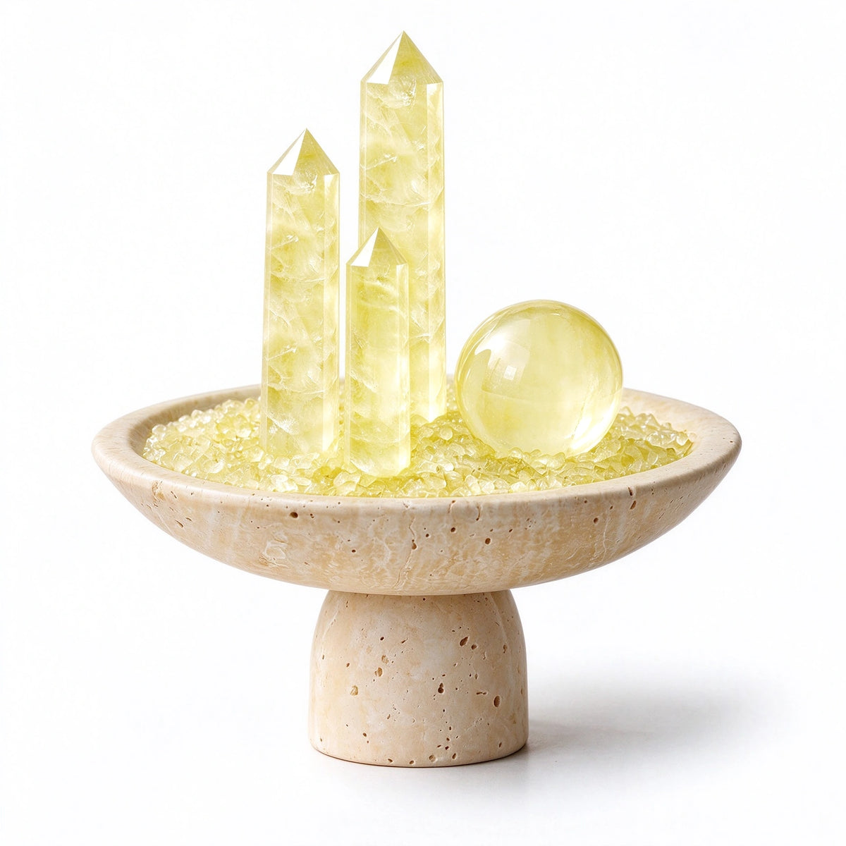 Citrine Luminara Vessel crystal altar vessel in a natural stone setting