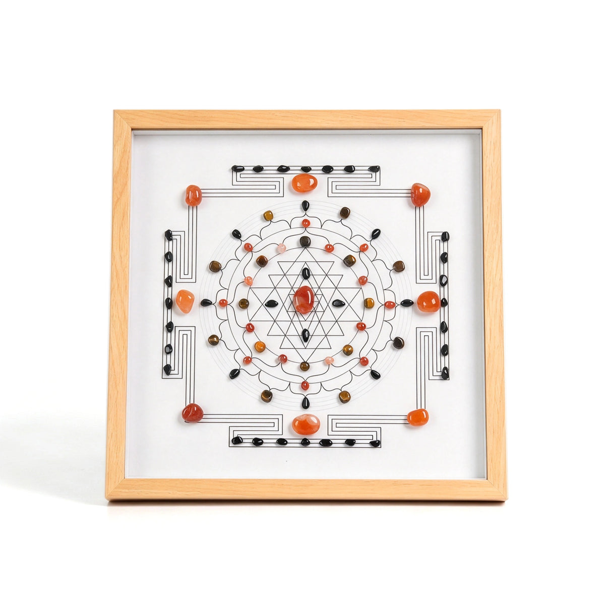 Valor Grid crystal grid frame with natural crystal elements in an imitation wood setting