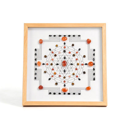 Valor Grid crystal grid frame with natural crystal elements in an imitation wood setting