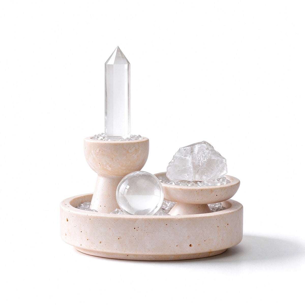 Cleansing Altar Vessel crystal altar vessel in a natural stone setting