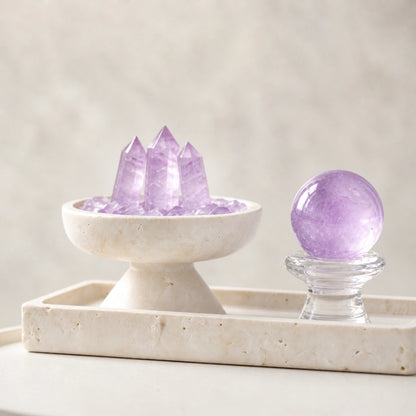 Close-up of the insight altar vessel crystal arrangement and altar vessel