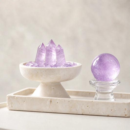 Close-up of the insight altar vessel crystal arrangement and altar vessel