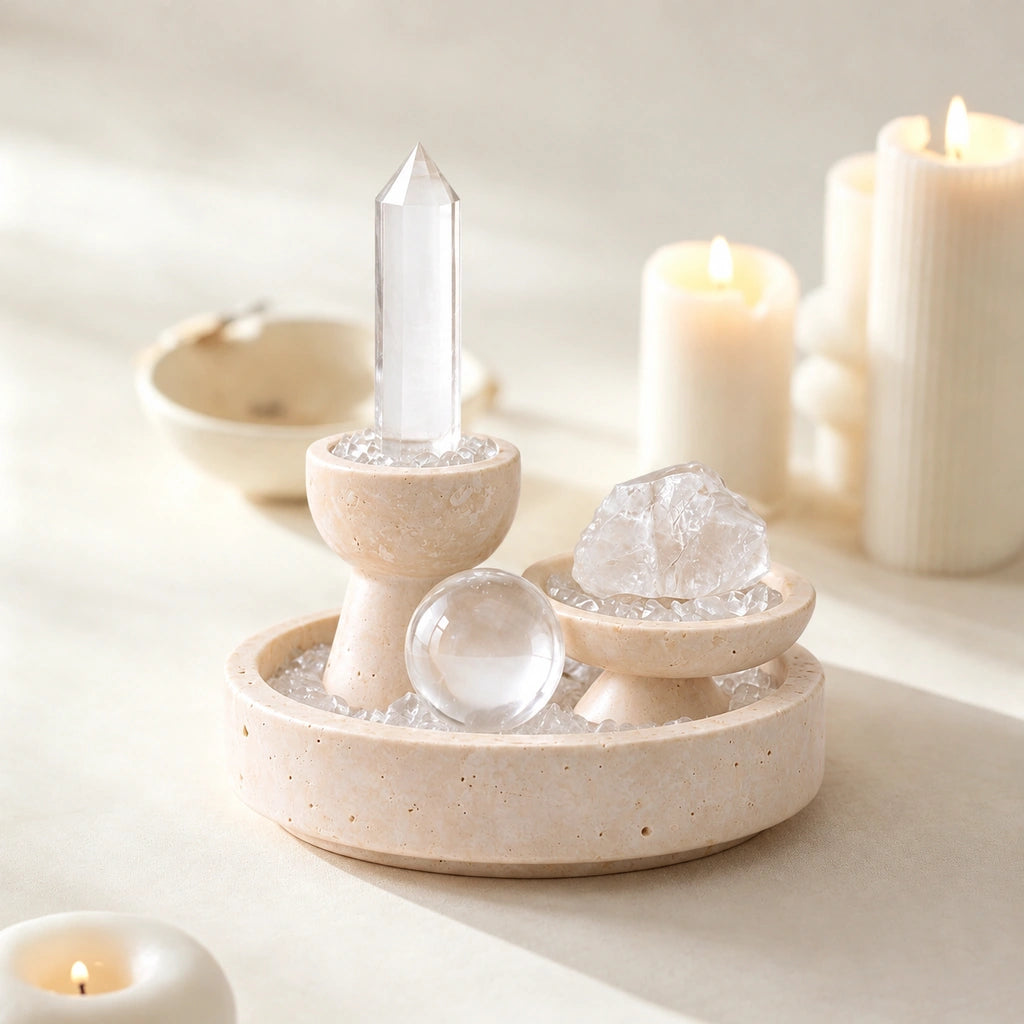 Front view of the cleansing altar vessel crystal altar decor