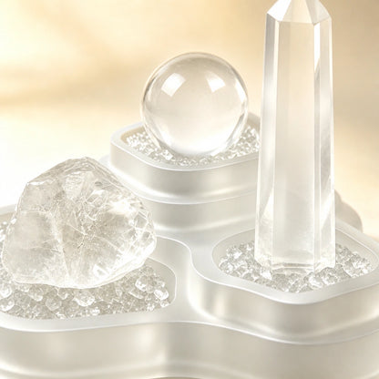 Front view of the sanctum of clarity crystal altar decor