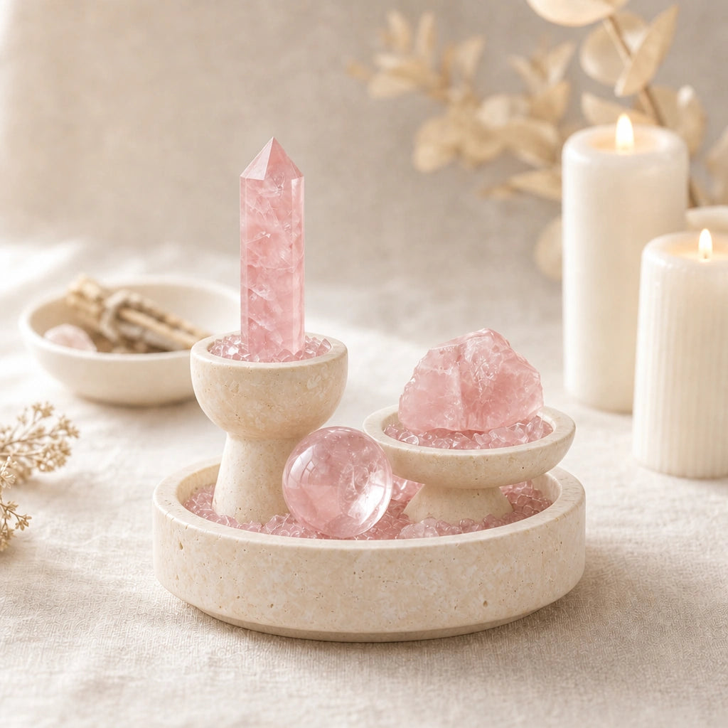Front view of the solace altar vessel crystal altar decor