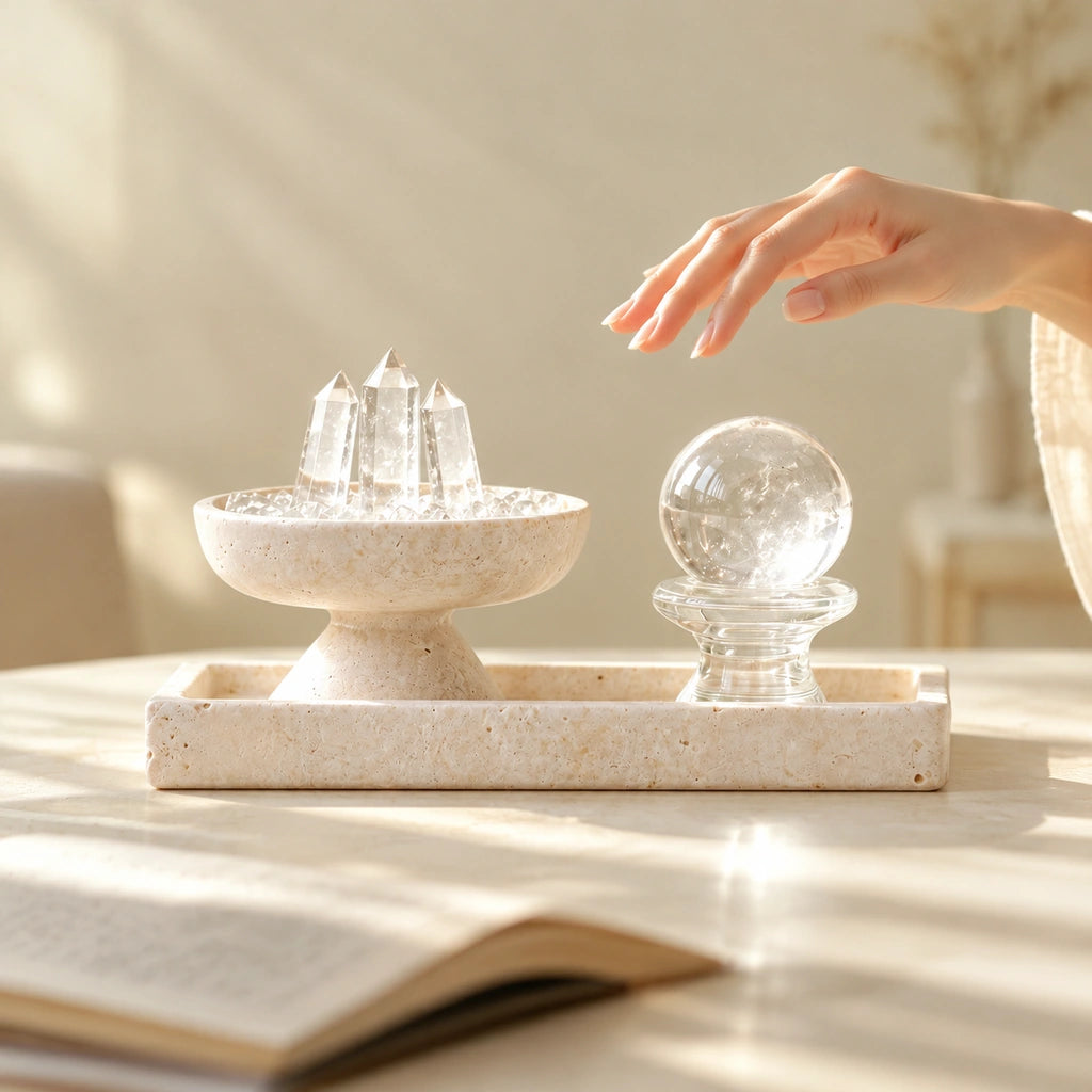 Front view of the clarity altar vessel crystal altar decor