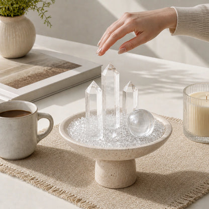 Clear Luminara Vessel natural crystal altar vessel for intentional spaces