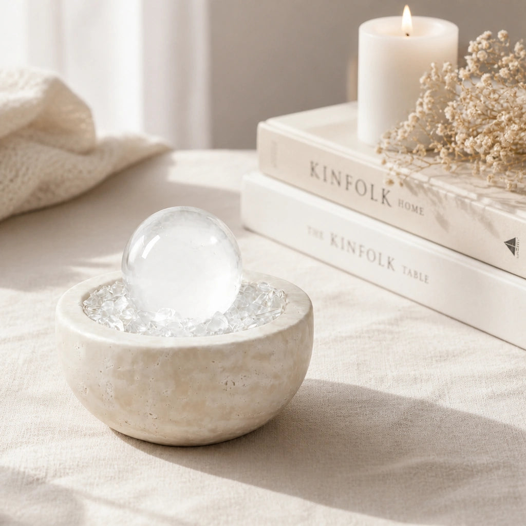 Clear Radiance Treasure Basin crystal altar decor for intentional spaces and spiritual practice