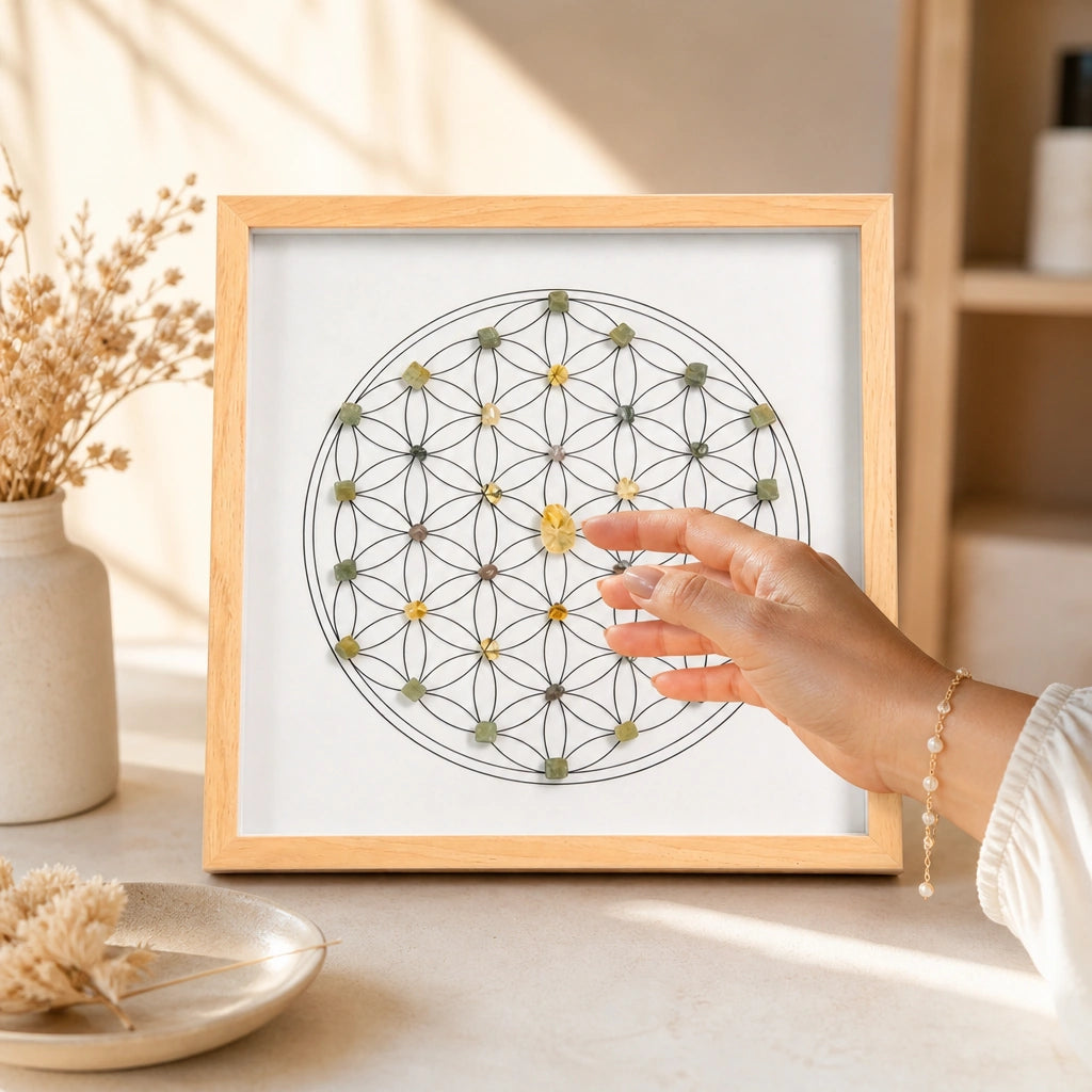 Abundance Grid altar decor for intentional spaces and crystal practice