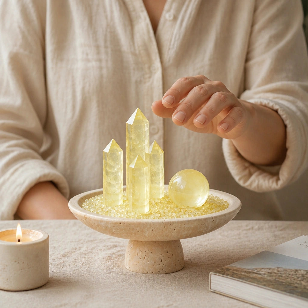 Citrine Luminara Vessel natural crystal altar vessel for intentional spaces