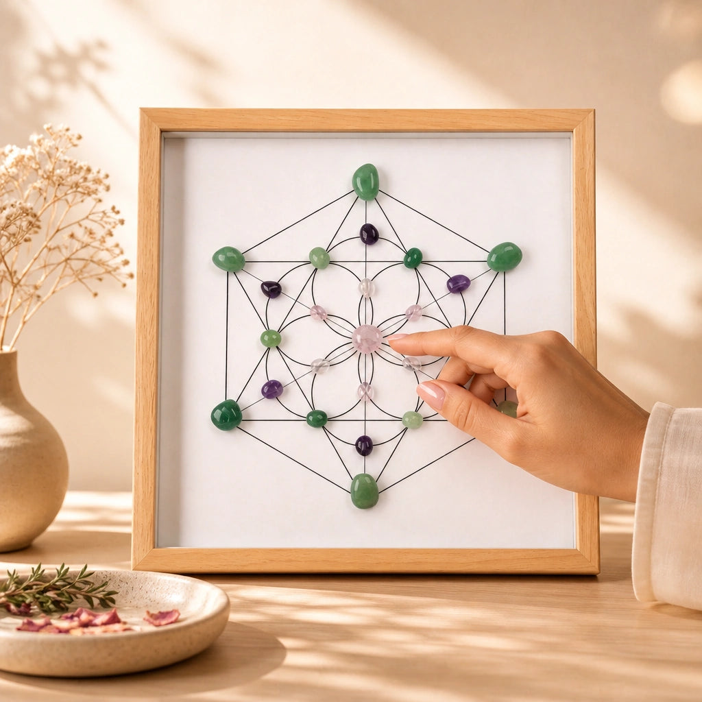 Harmony Grid altar decor for intentional spaces and crystal practice
